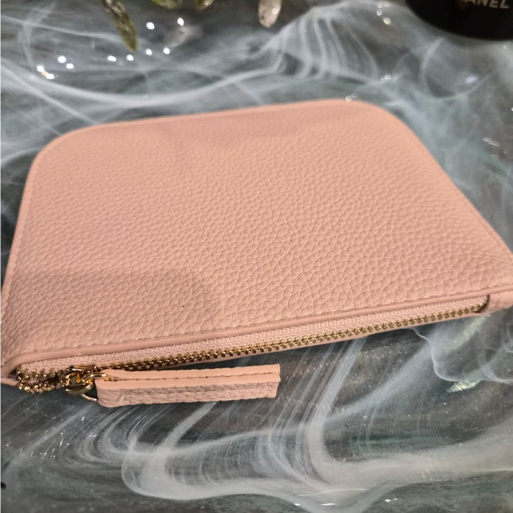 Chloe Blush Leather Pouch with Gold Studs - Picture 3 of 5